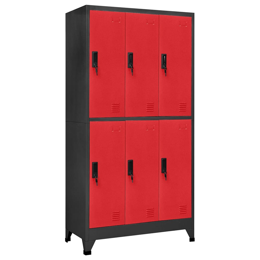 Cacifo aço 90x45x180 cm antracite e vermelho