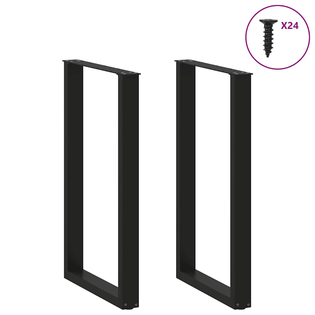 Pés de mesa de bar em forma de u, 2 peças, preto, 60x(100-101) cm, aço