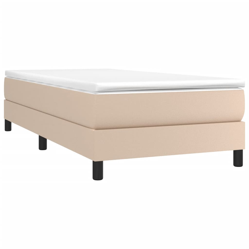 Estrutura de cama com molas 100x200 cm couro artificial cappuccino