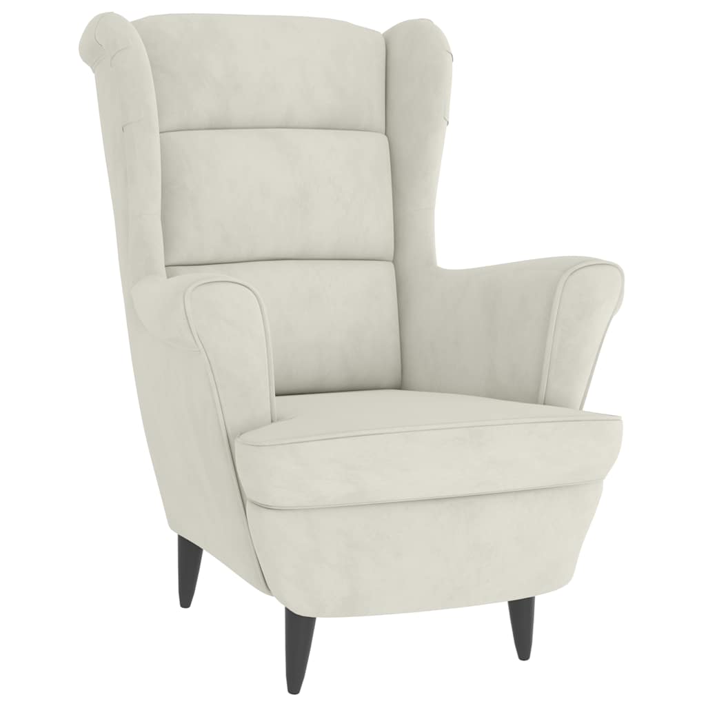 Poltrona de descanso com banco veludo cor creme