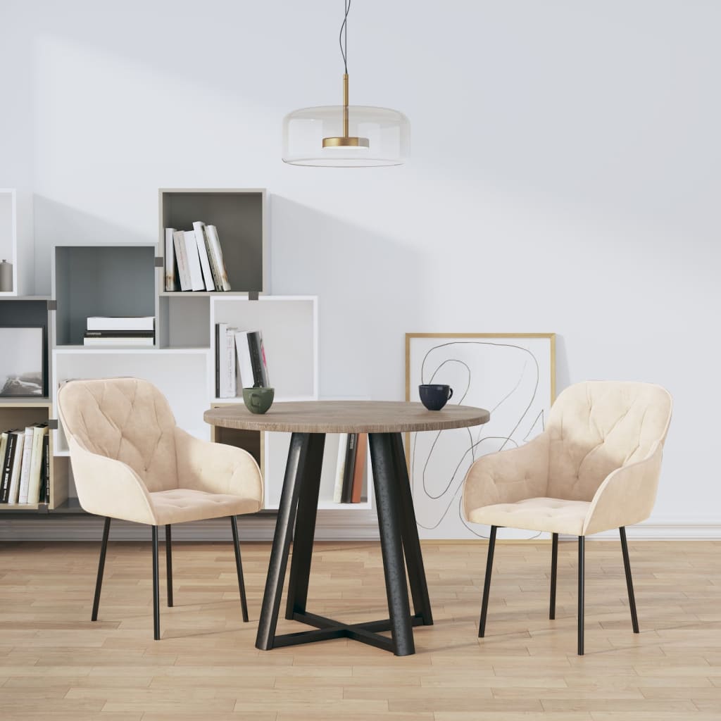 Cadeiras de jantar 2 pcs veludo cor creme