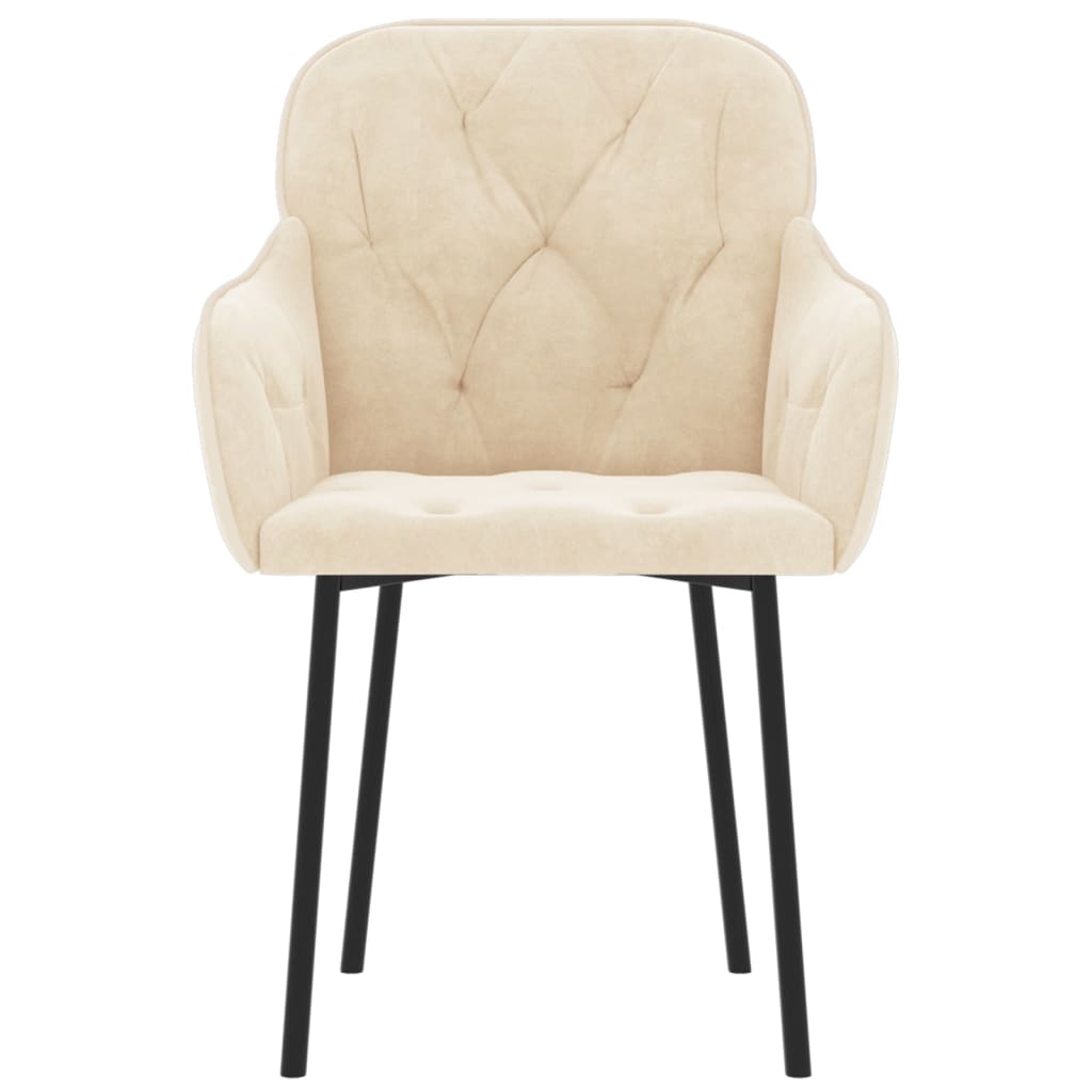 Cadeiras de jantar 2 pcs veludo cor creme