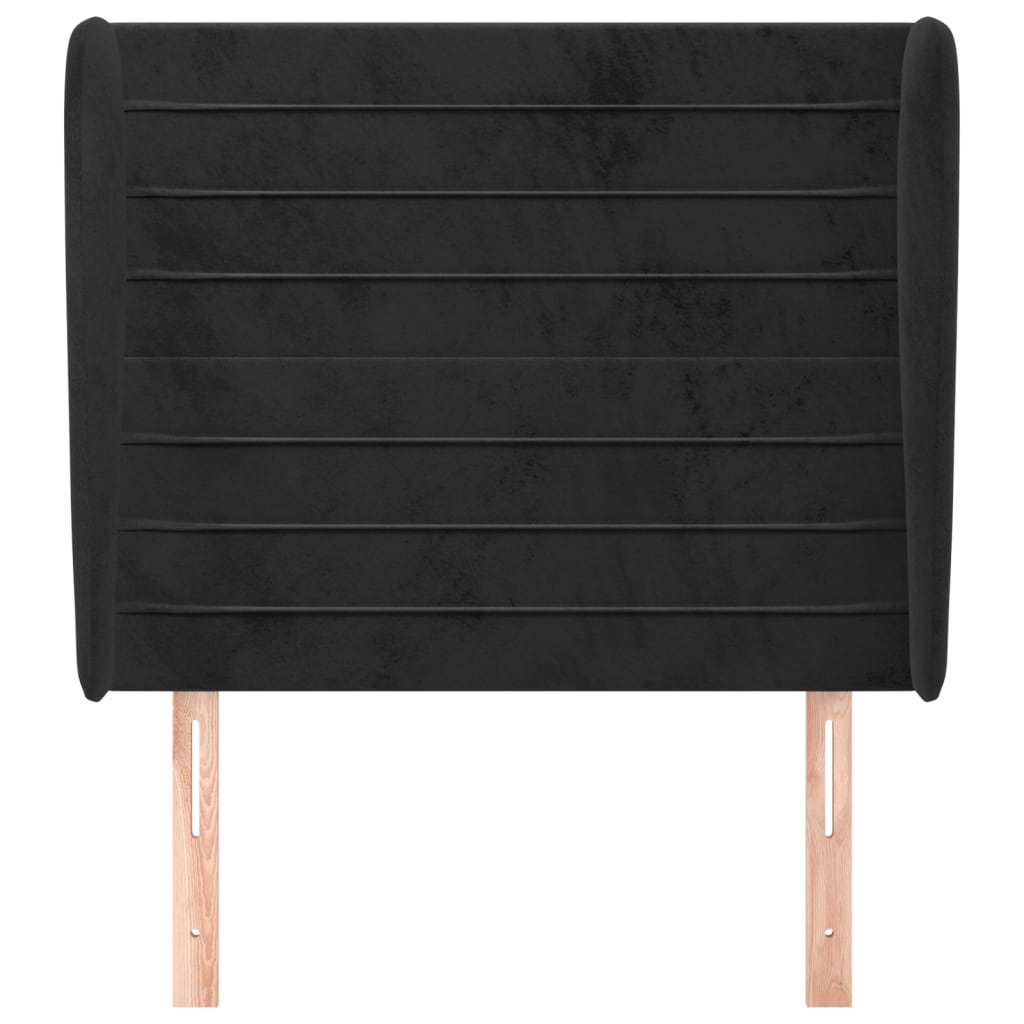 Cabeceira de cama c/ abas veludo 93x23x118/128 cm preto