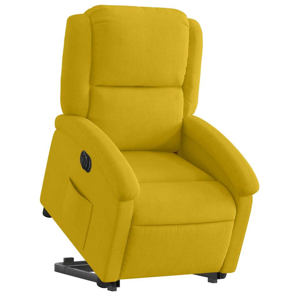 Poltrona reclinável elevatória elétrica veludo amarelo