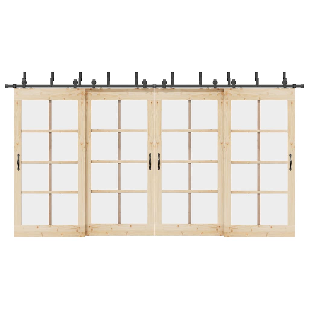Kit de ferragens para porta deslizante 427 cm aço preto