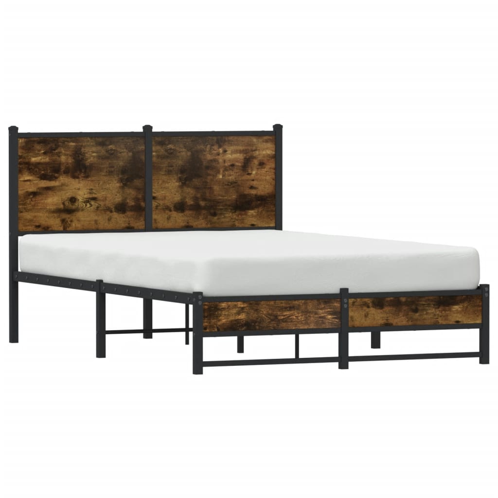 Estrutura de cama sem colchão 120x190 cm metal carvalho fumado
