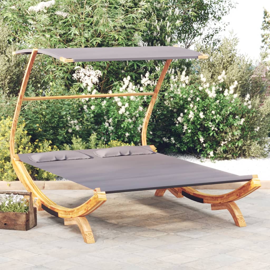 Espreguiçadeira c/ toldo 165x203x138cm madeira curva antracite