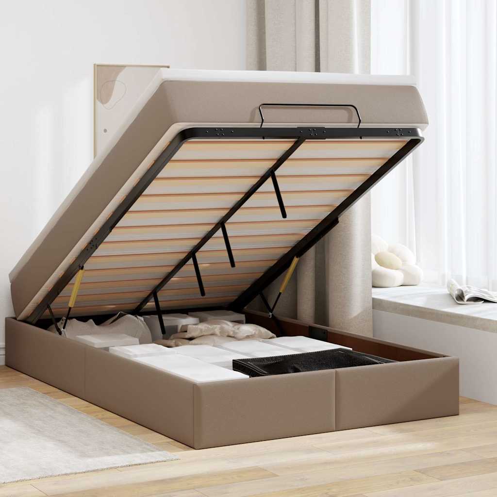 Estrutura de cama otomana com colchão cappucino 120x200 cm
