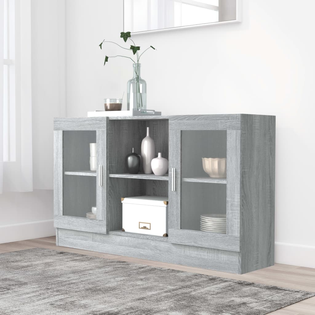 Vitrine 120x30,5x70 cm derivados de madeira cinzento sonoma