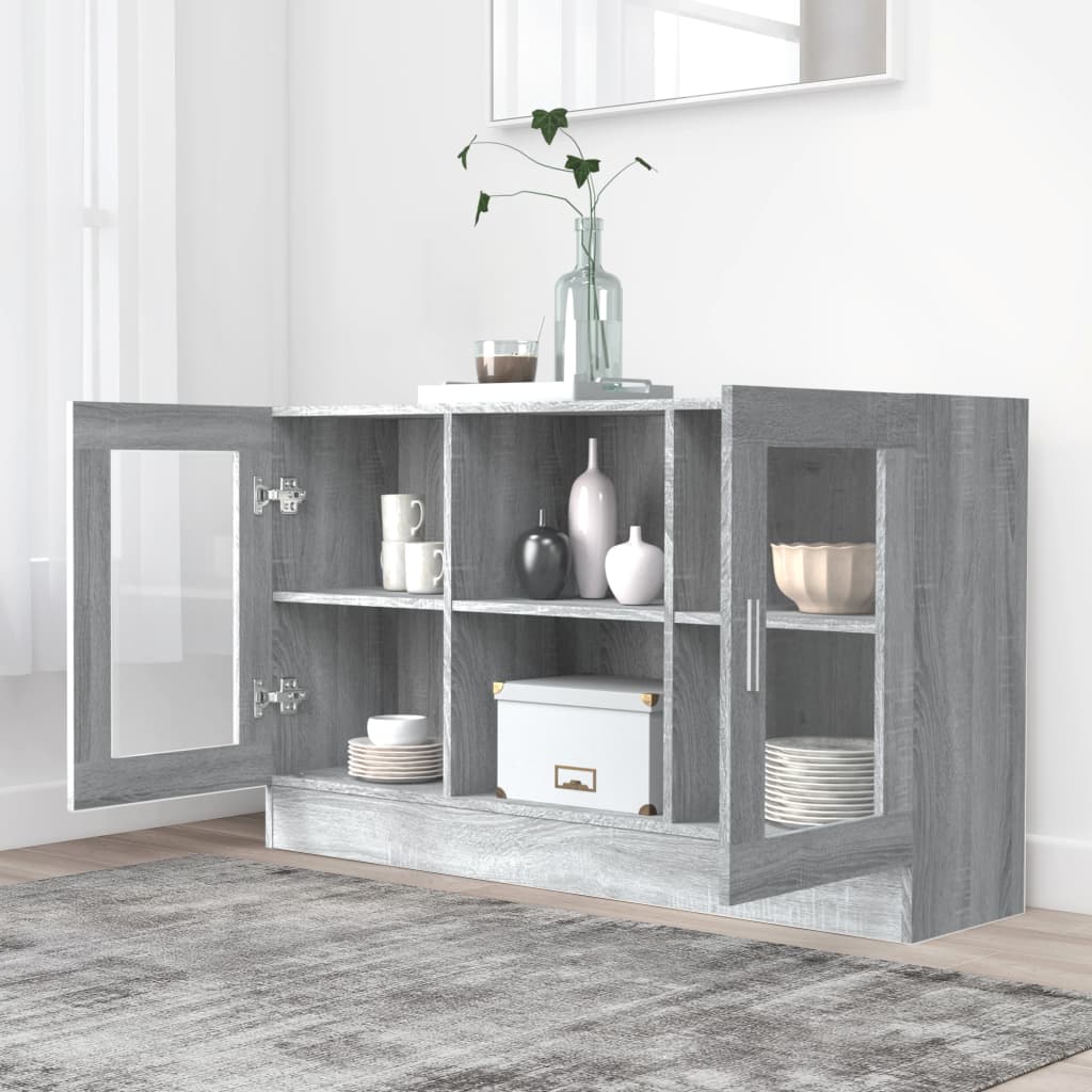 Vitrine 120x30,5x70 cm derivados de madeira cinzento sonoma