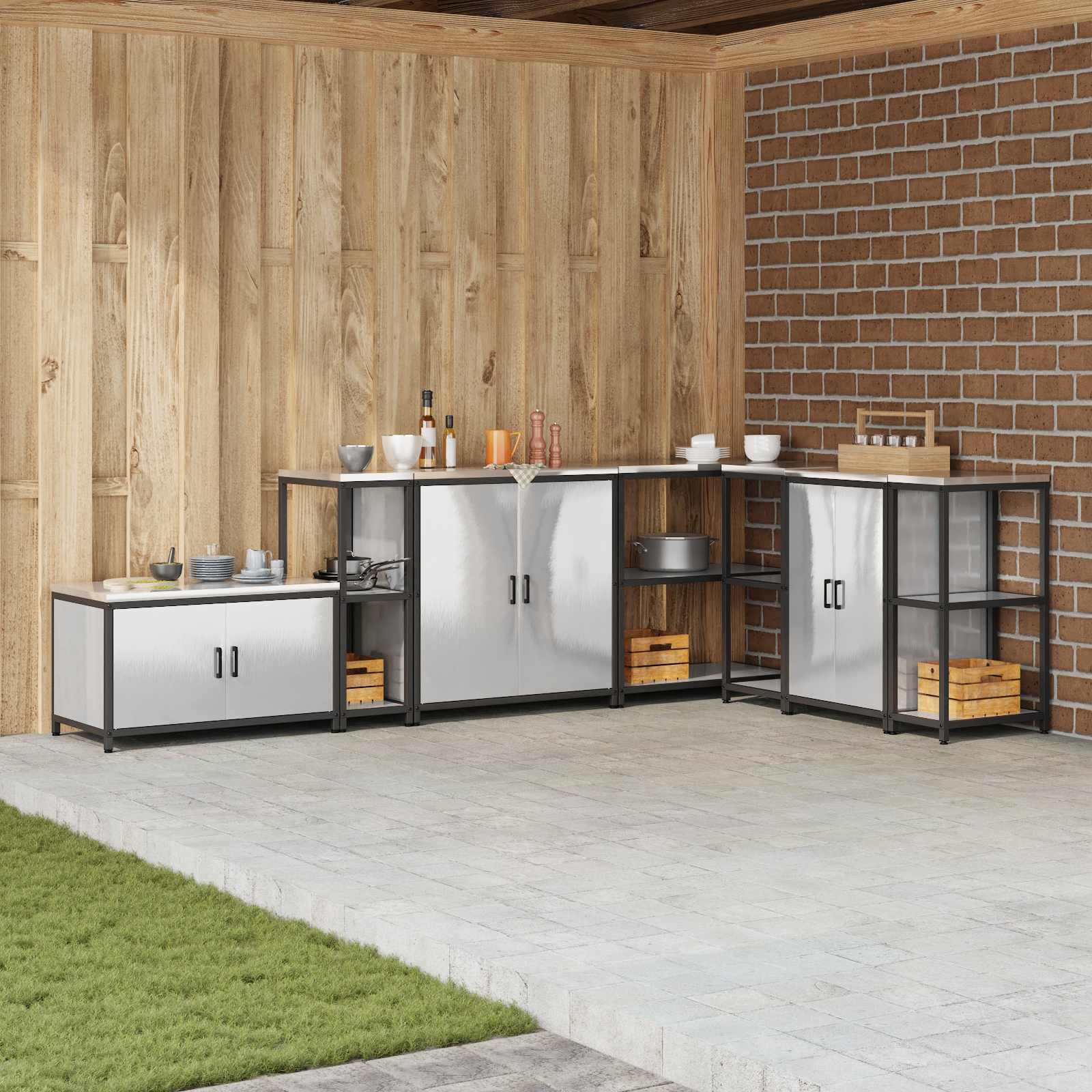 Estante de cozinha hattem prateado 30 x 50 x 92 cm aço