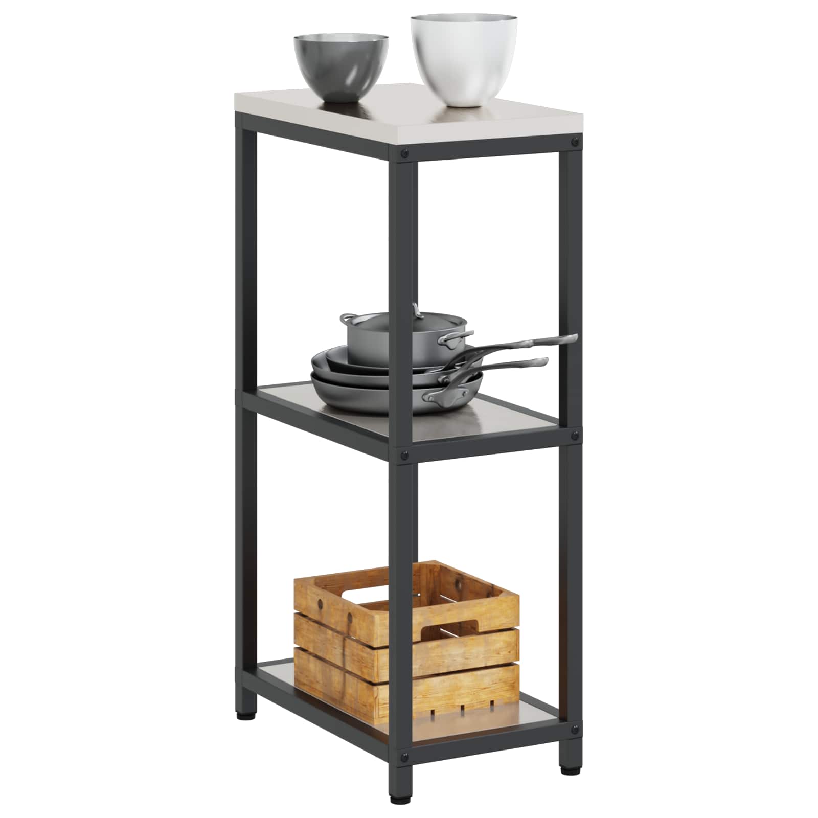 Estante de cozinha hattem prateado 30 x 50 x 92 cm aço