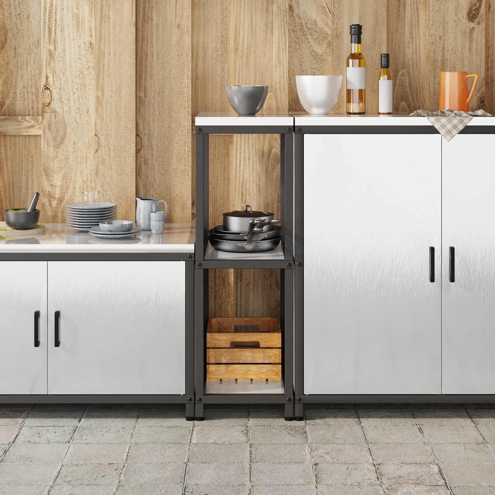Estante de cozinha hattem prateado 30 x 50 x 92 cm aço