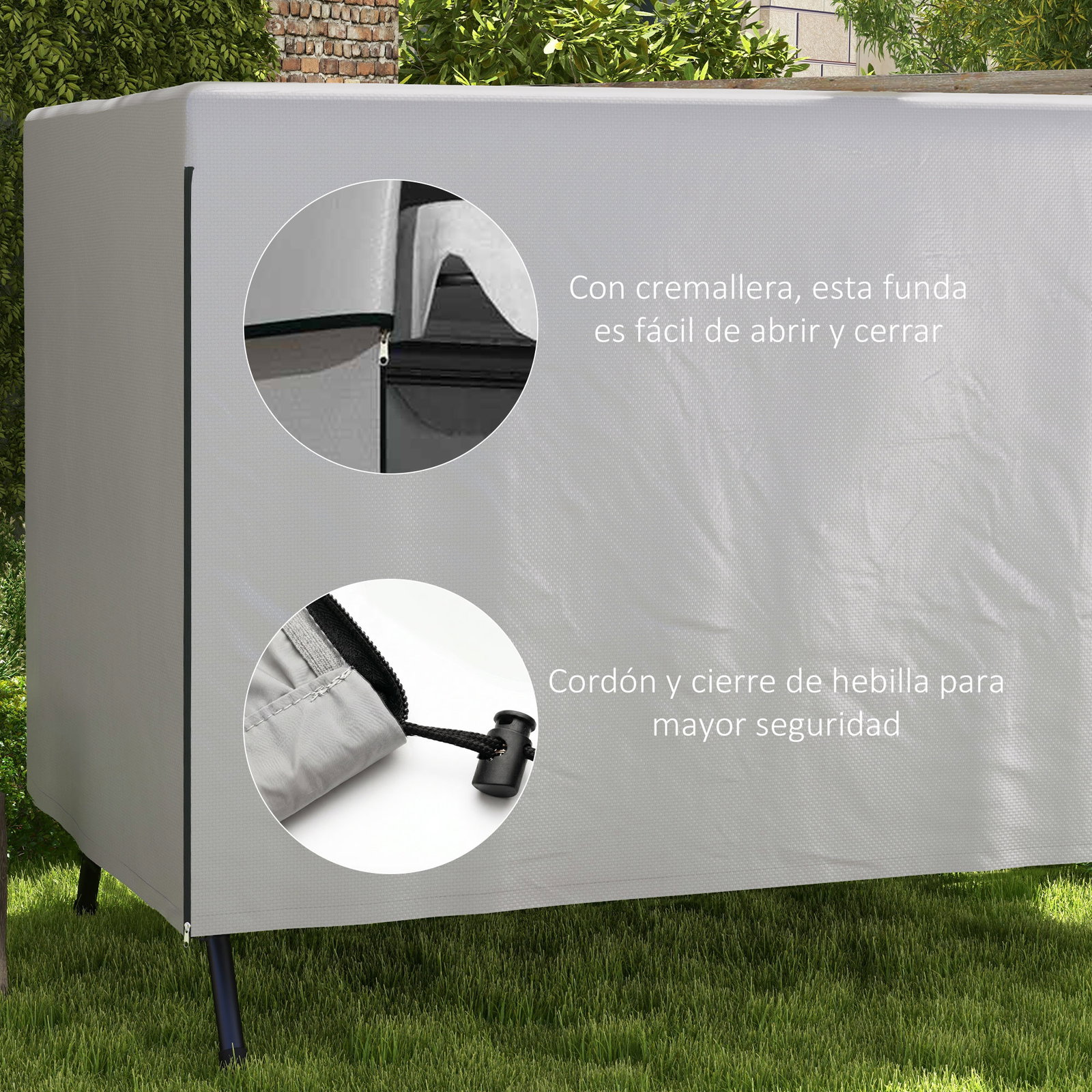 Capa protetora para baloiço de jardim de 3 lugares 215x155x150 cm cobertura para móveis de exterior cinzento claro