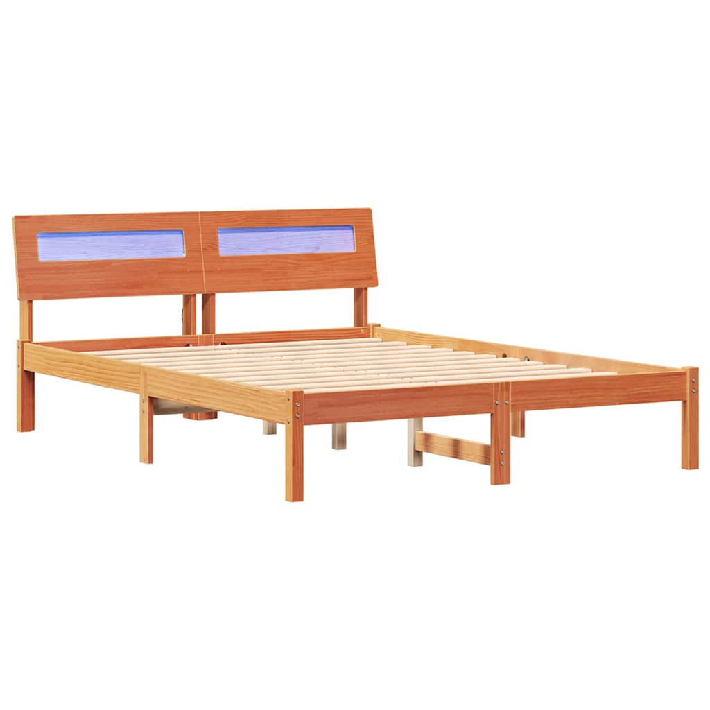 Estrutura da cama com cabeceira marrom cera 120 x 200 cm