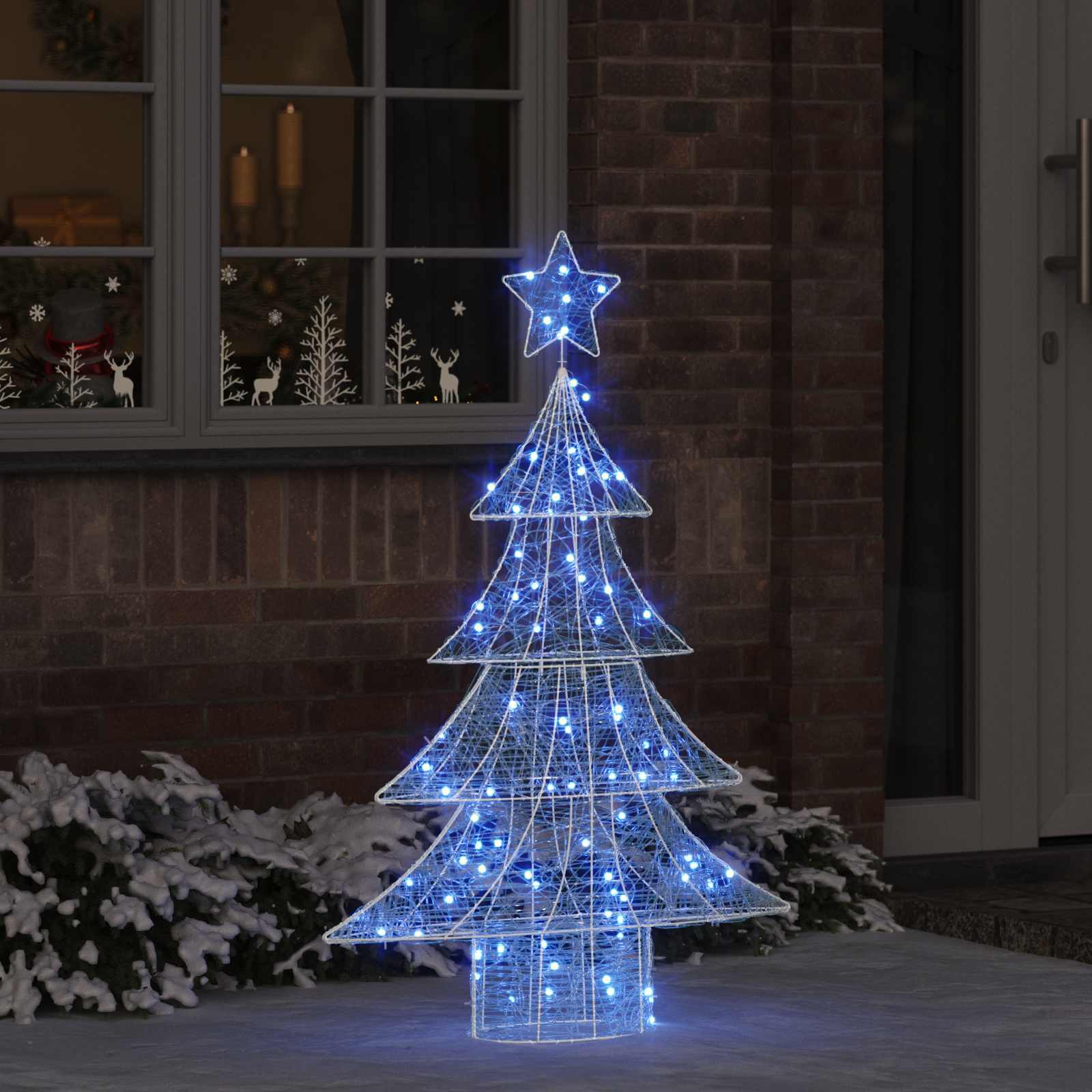 Árvore de natal com 100 leds azul 120 cm acrílo