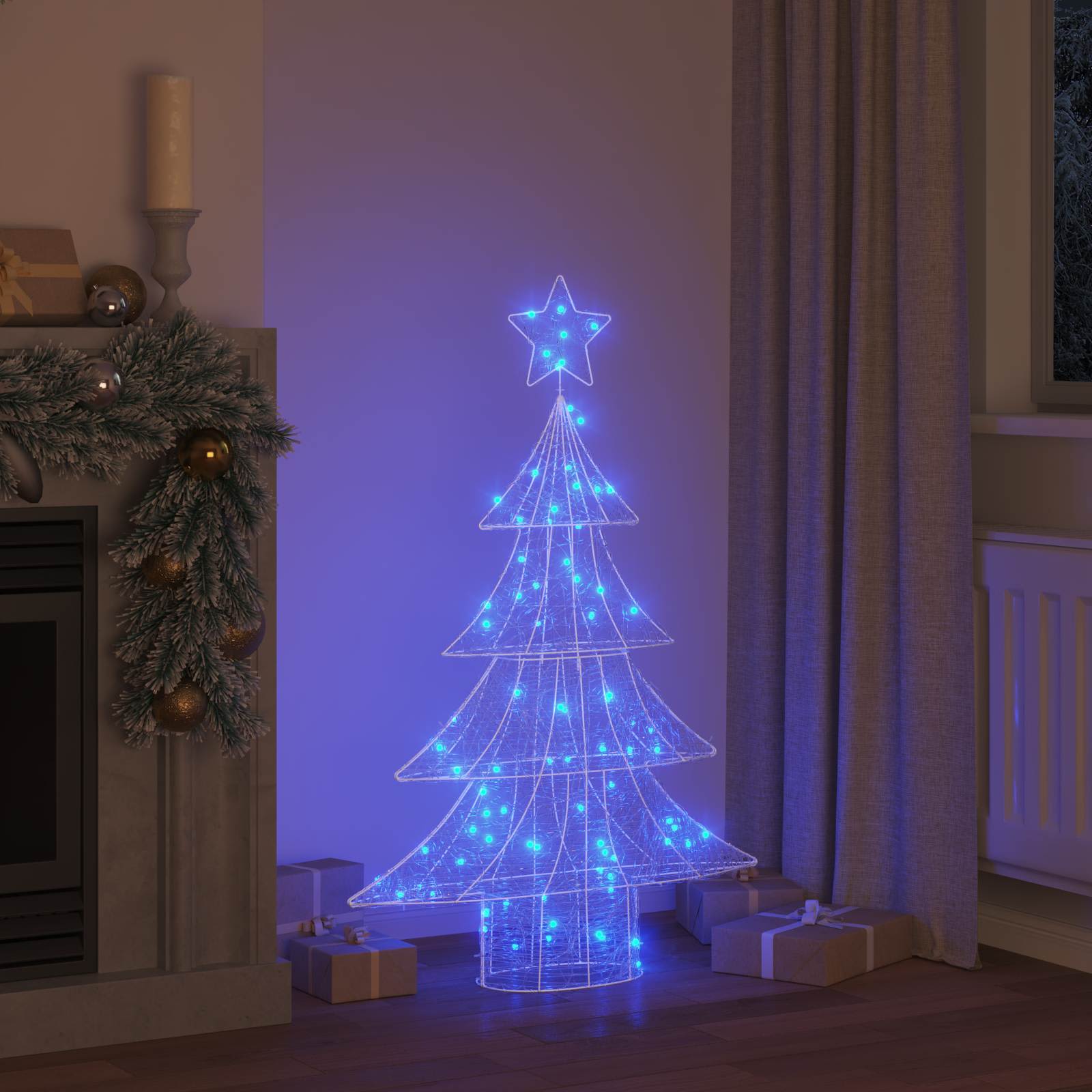Árvore de natal com 100 leds azul 120 cm acrílo