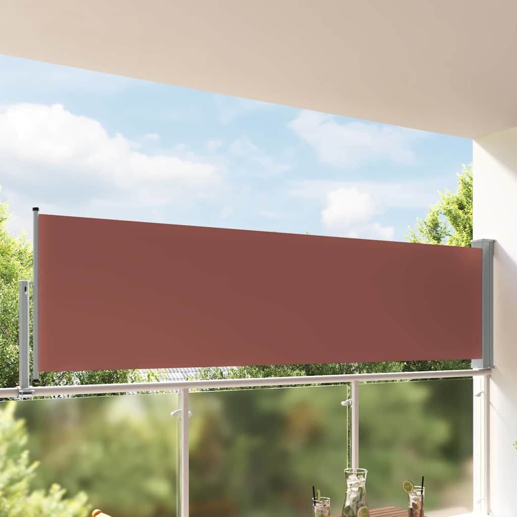 Toldo lateral retrátil para pátio 100x300 cm castanho