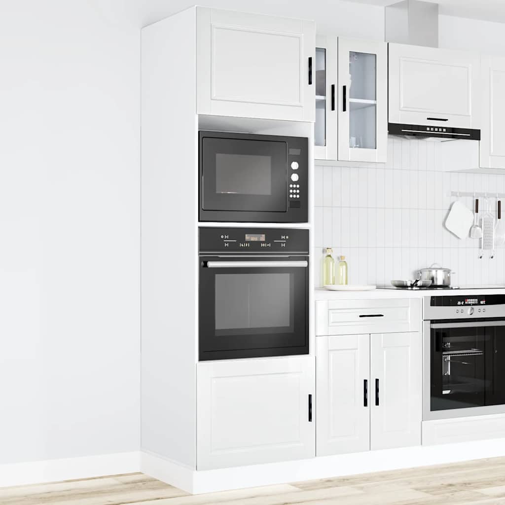 Armários forno 2pcs porto derivados de madeira branco brilhante