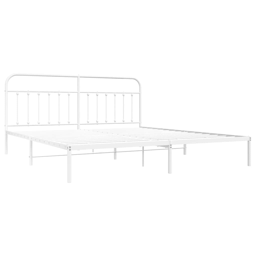 Estrutura de cama com cabeceira 193x203 cm metal branco