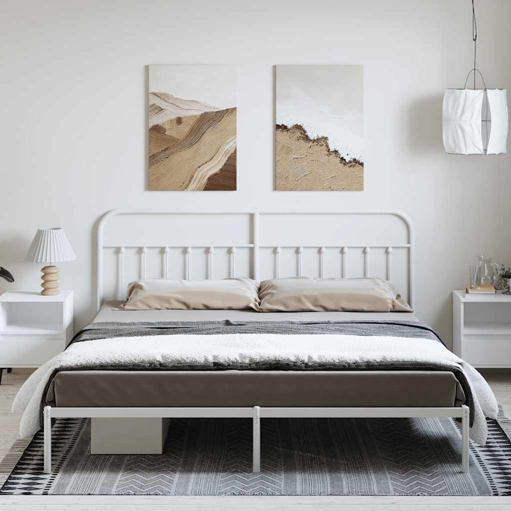 Estrutura de cama com cabeceira 193x203 cm metal branco