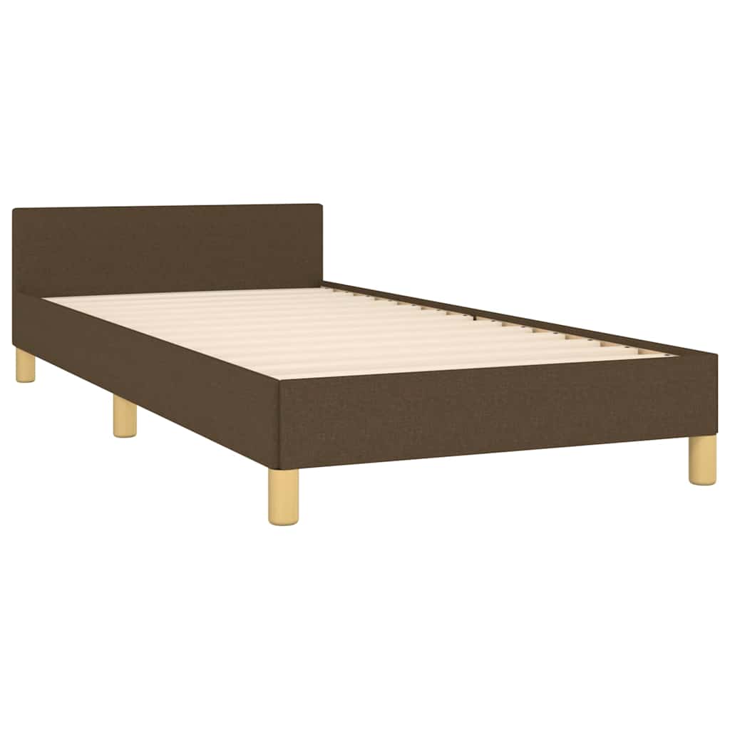 Estrutura de cama sem colchão 100x200 cm tecido castanho-escuro