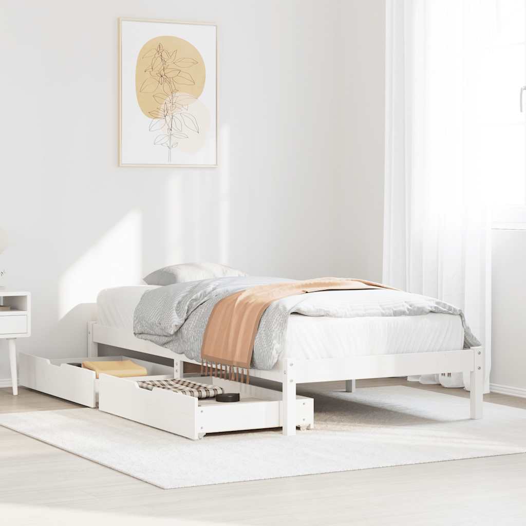 Cama sem colchão 75x190 cm madeira de pinho maciça branco