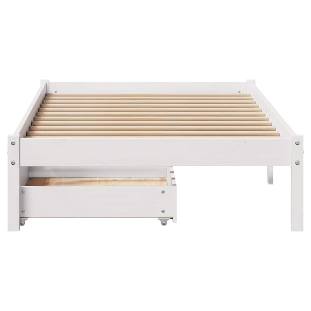 Cama sem colchão 75x190 cm madeira de pinho maciça branco