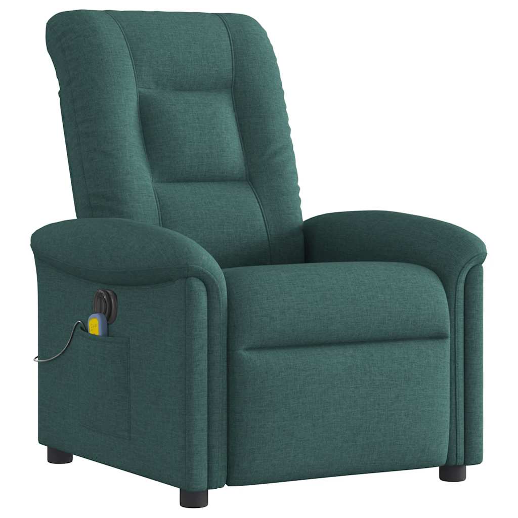 Poltrona reclinável de massagens elétrica tecido verde-escuro
