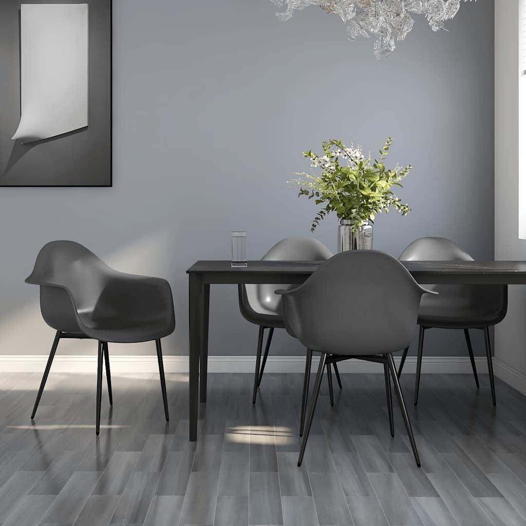 Cadeiras de jantar 4 pcs PP cinzento