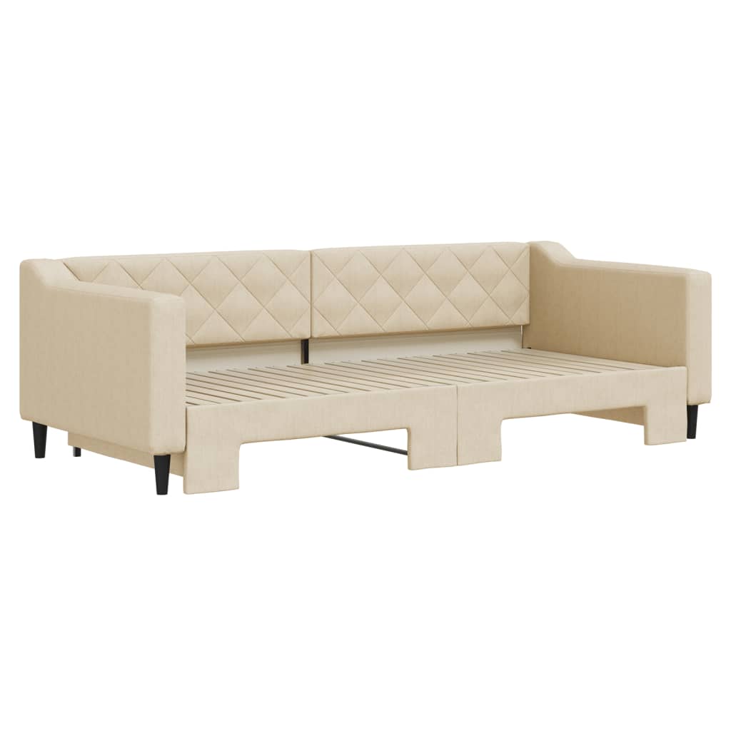 Sofá-cama com gavetão 90x200 cm tecido cor creme