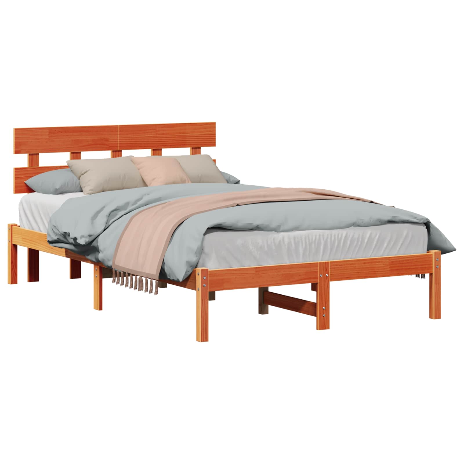 Estrutura da cama castanho 120 x 200 cm madeira de pinho maciça