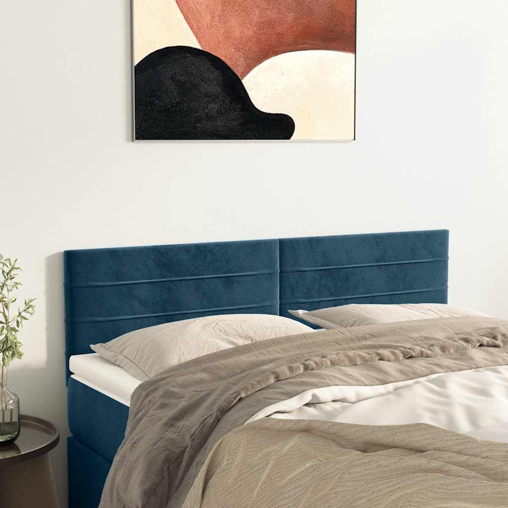 Cabeceiras azul-escuro 144x5x78/88 cm veludo