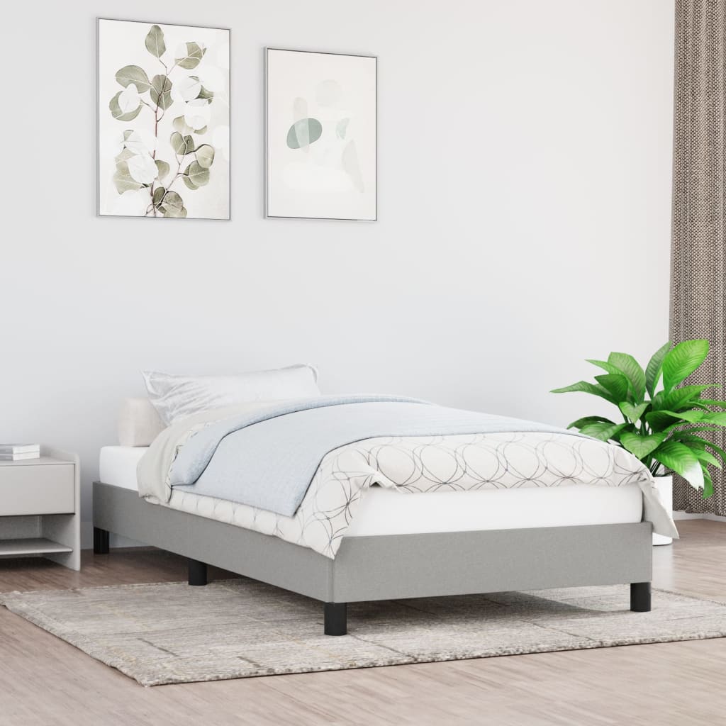 Estrutura de cama sem colchão 90x190 cm tecido cinzento-claro