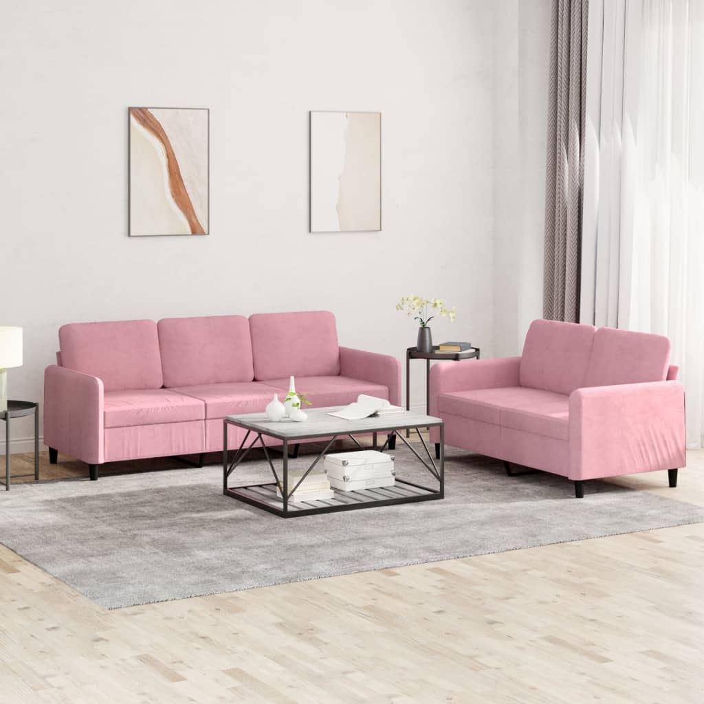 2 Pcs conjunto de sofás veludo rosa