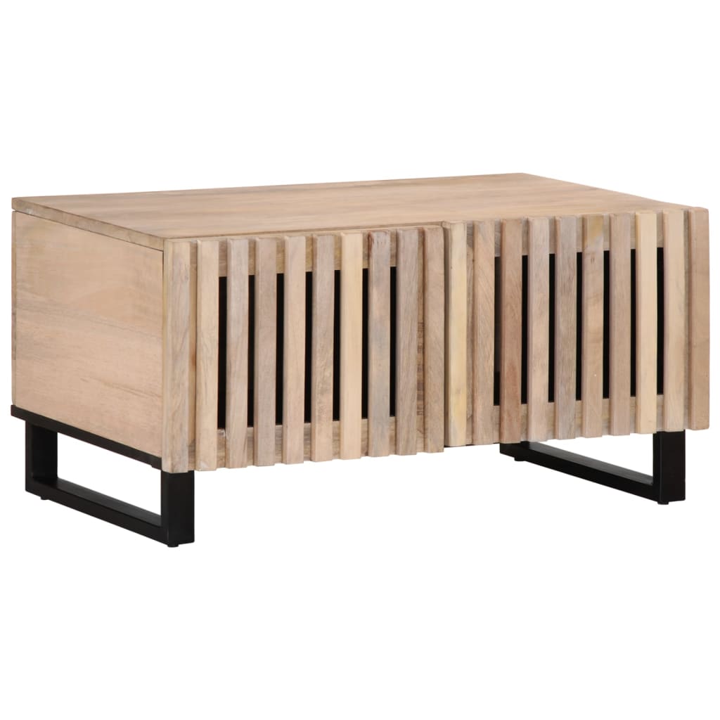 Mesa de centro 80x51x40 cm madeira de mangueira maciça branco