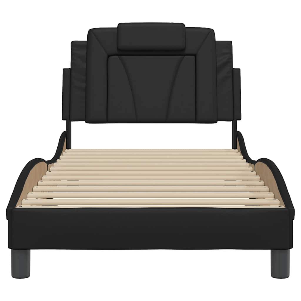 Estrutura de cama viana sem colchão 90x200 cm couro artificial preto