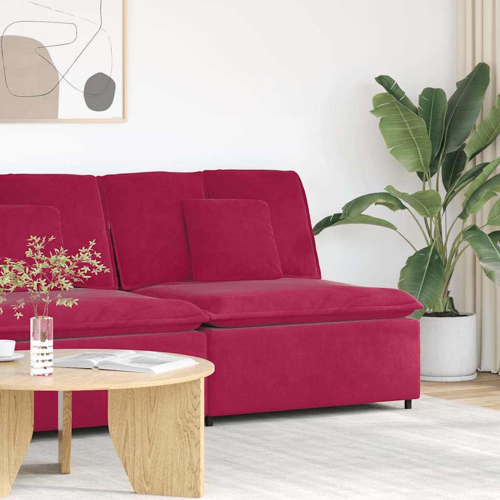 Módulo central para sofá modular com almofadas, vermelho vinho, 100 cm