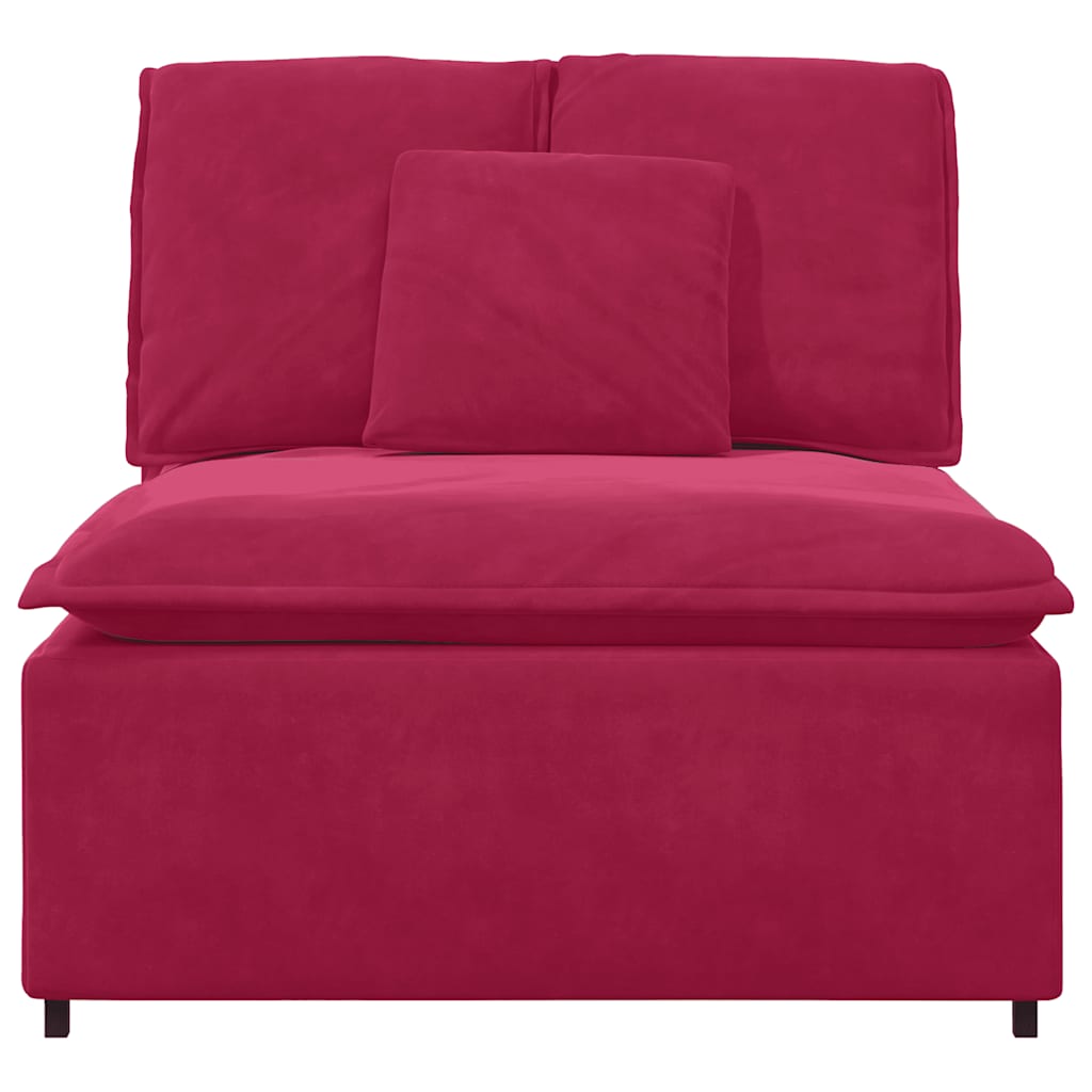 Módulo central para sofá modular com almofadas, vermelho vinho, 100 cm