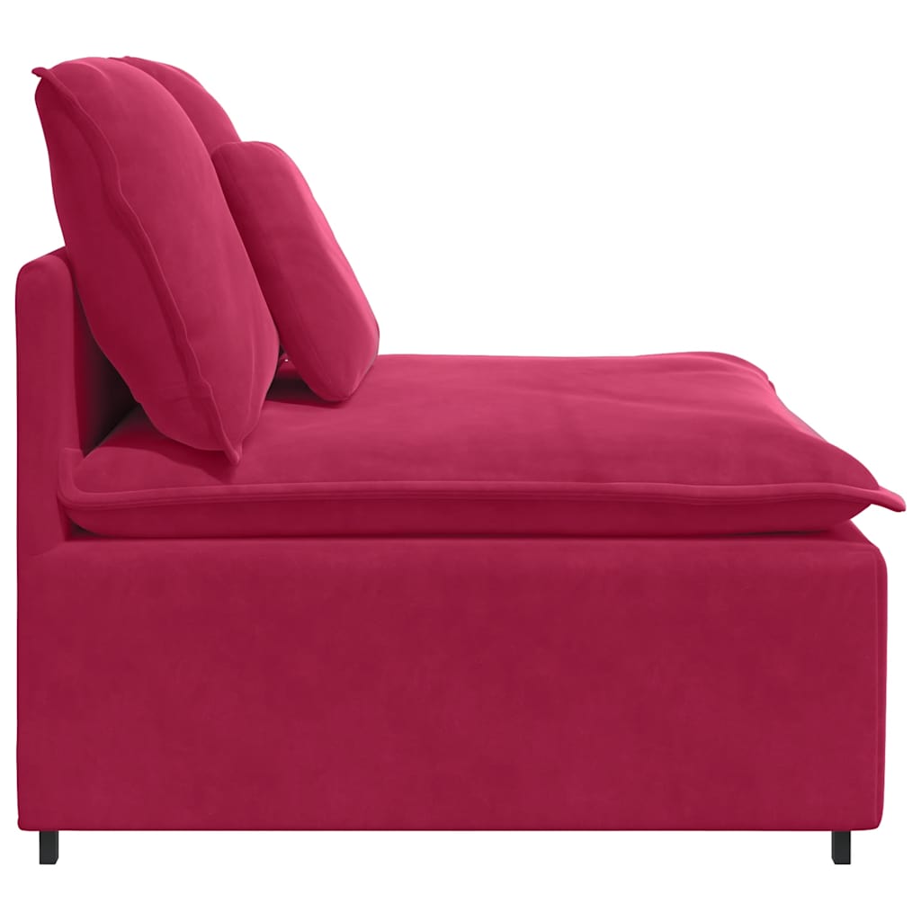 Módulo central para sofá modular com almofadas, vermelho vinho, 100 cm