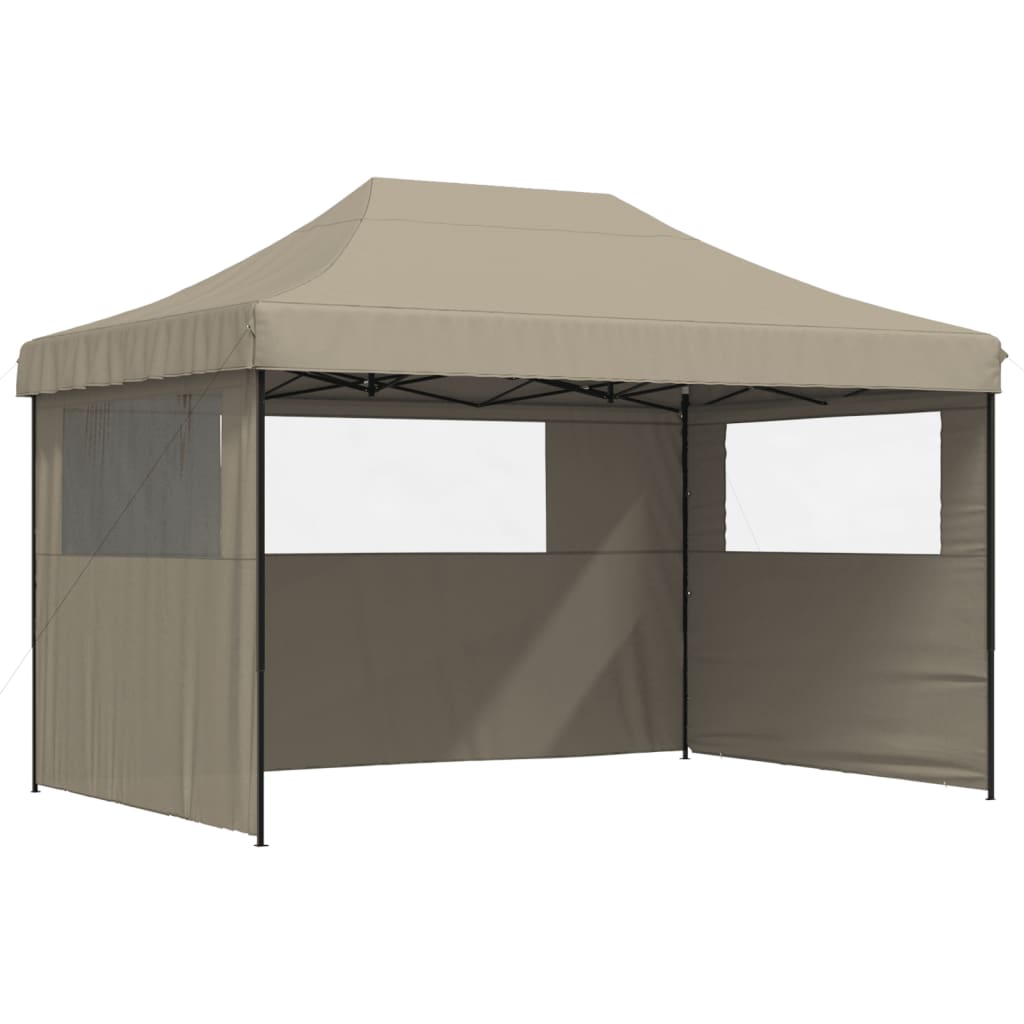 Tenda p/ festas pop-up dobrável c/ 3 paredes cinza-acastanhado