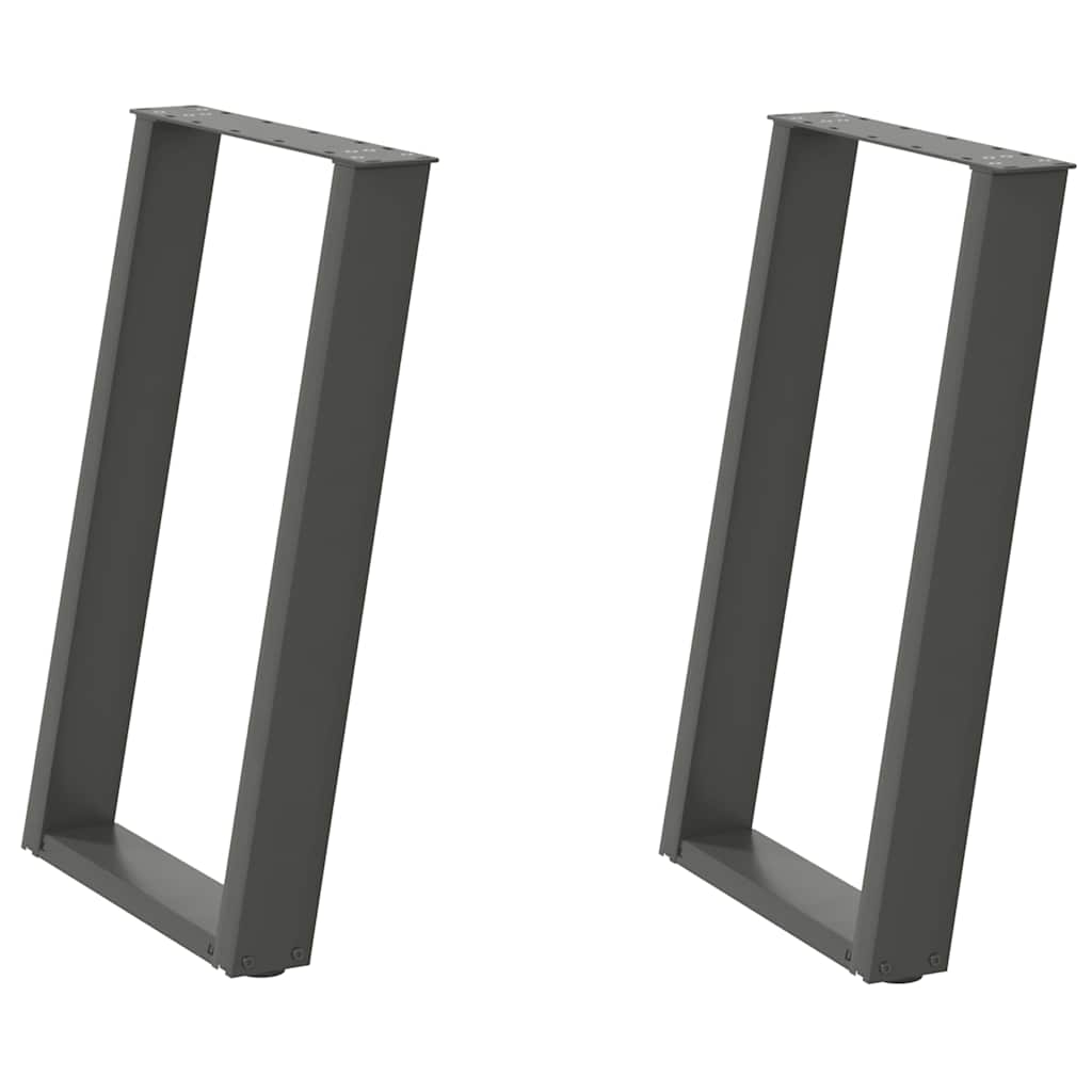 Pés para mesa de jantar em formato de u, 2 peças, antracite, 60x(72-73) cm, aço