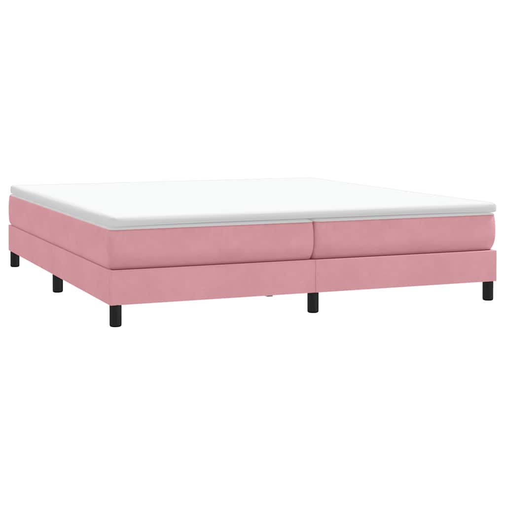 Cama com molas sem colchão 200x220 cm veludo rosa