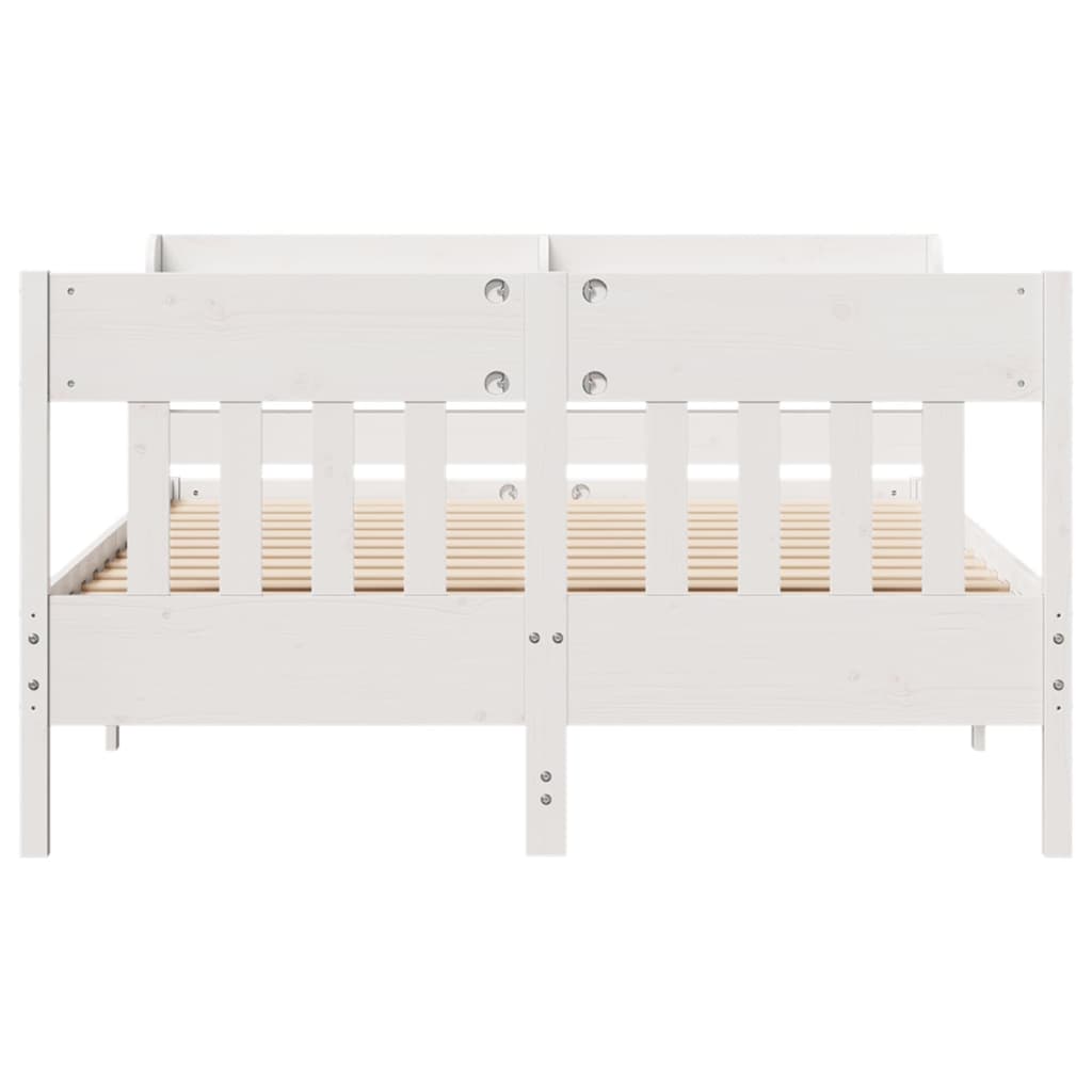 Cama sem colchão 140x200 cm madeira de pinho maciça branco
