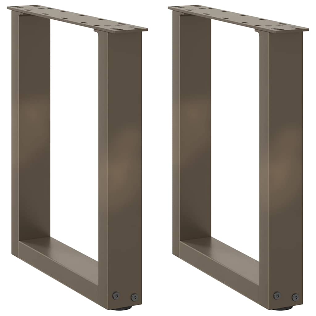Pés para mesa de centro em formato de u, 2 peças, aço natural, 28 x (42-43) cm, aço