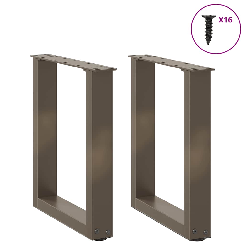 Pés para mesa de centro em formato de u, 2 peças, aço natural, 28 x (42-43) cm, aço