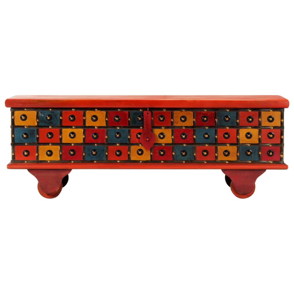 Caixa de arrumação 110x40x40 cm madeira acácia maciça vermelho