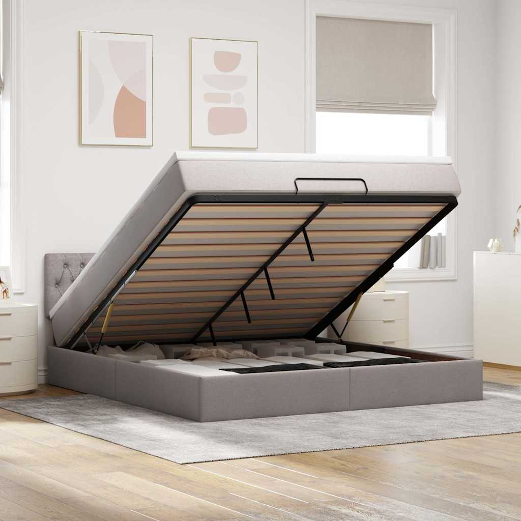 Cama otomana com colchão & leds 180x200cm cinza-acastanhado