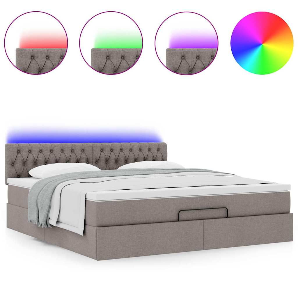Cama otomana com colchão & leds 180x200cm cinza-acastanhado