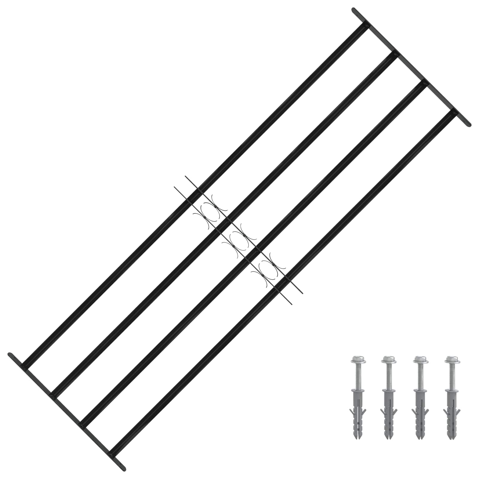 Grelha de janela 175 x 60 cm aço revestido a pó preto